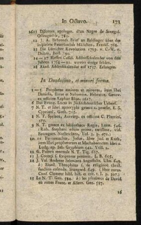 173-183, In Duodecimo, et minori forma.