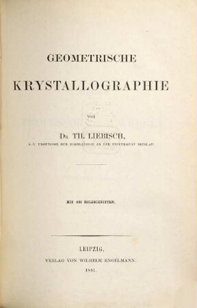 Geometrische Krystallographie