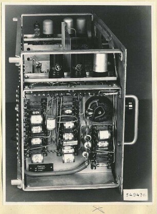 Pegelschreiber, Seitenansicht geöffnet, Foto 1954