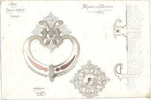 Leimbach, Karl; Emertsham; Pfarrkirche - Türklopfer (Ansichten, Schnitt)