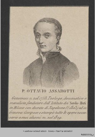 Folge von Bildnissen : Männerbildnisse, Gelehrte, Schriftsteller und Geistliche : Bildnis des Ottavio Giovanni Battista Assarotti