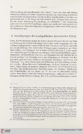 6. Ausprägungen der markgräflichen dynastischen Politik