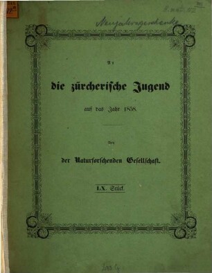 An die Zürcherische Jugend, 60/70. 1858/68