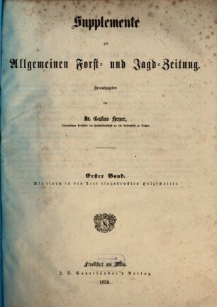Allgemeine Forst- und Jagdzeitung. Supplemente. 1. 1858