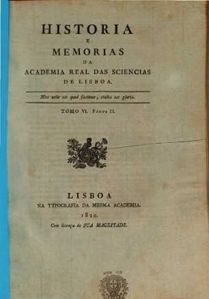 História e memórias da Académia Real das Sciências de Lisboa. 6,2. 1819/20