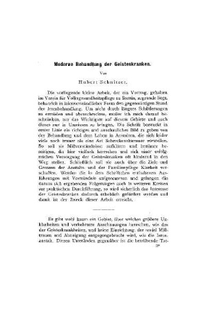 Moderne Behandlung der Geisteskrankheiten