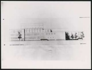 Stadttheater, Krefeld: Ansicht Norden, 1. Entwurf