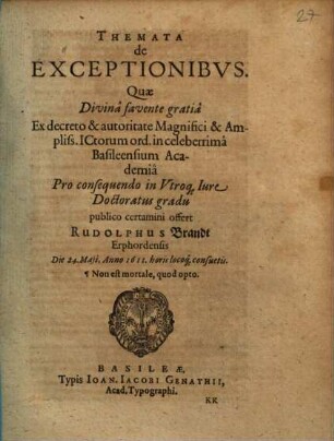 Themata de Exceptionibvs
