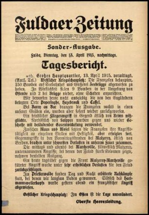 Ausgabe vom Dienstag, den 13. April 1915.
