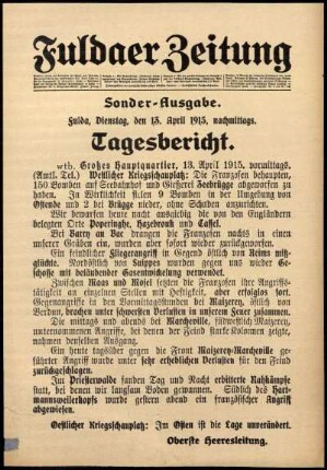 Ausgabe vom Dienstag, den 13. April 1915.
