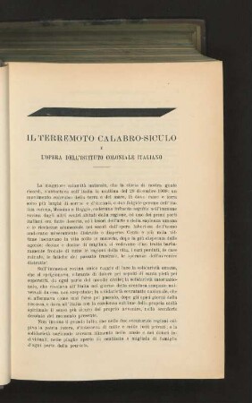 Il Terremoto Calabro-Silculo.