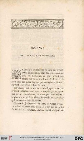 Orogine: Des collections romaines