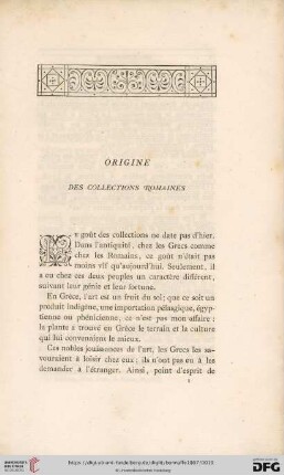 Orogine: Des collections romaines