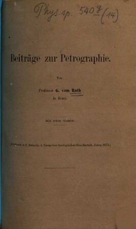 Beiträge zur Petrographie