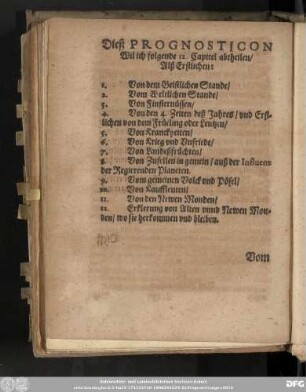 Dieß Prognosticon Wil ich folgende 12. Capitel abtheilen ...