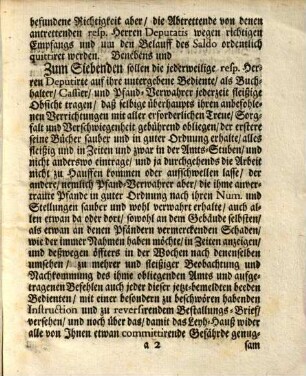 Instruction vor Die iederweilige Tit. Herrn Deputierte zu dem Leyh- und Pfand-Hauß : [Decretum in Senatu, den 8ten April, 1732.]