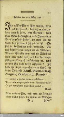Tribsees den 8ten März 1748