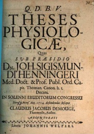 Theses physiologicae