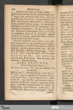 Meditatio Prima. De Exinanitione Filii Dei in passione sua & morte.