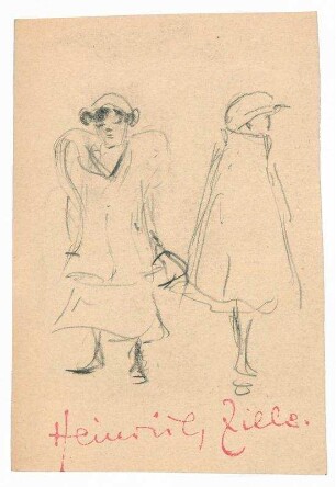 Studienblatt Frauen in Jacke und Cape