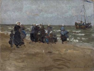 Wartende Holländerinnen am Strand