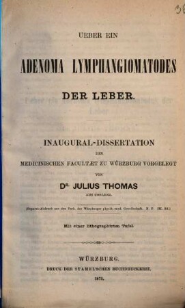 Ueber ein Adenoma Lymphangiomatodes der Leber