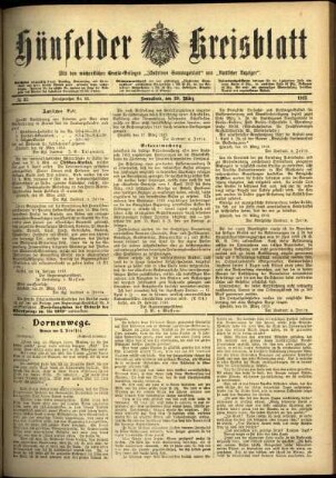 Ausgabe vom Samstag, den 29. März 1913.