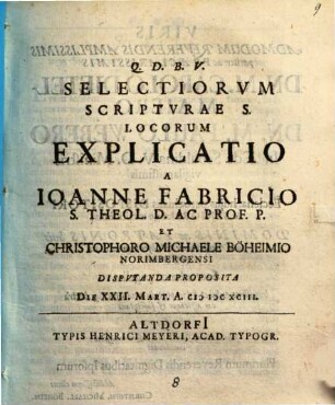 Selectiorum Scripturae S. locorum explicatio