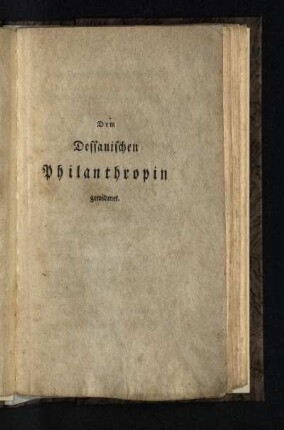Dem Dessauischen Philanthropin gewidmet