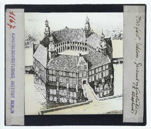Darfeld, Wasserschloss : Perspektivansicht, Zeichnung, Rekonstruktion