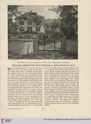 Neuere Bauten von Keiser&Bracher in Zug