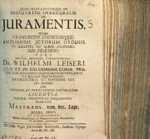 Disputatio. Inauguralis. De. Juramentis.