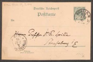 Postkarte an Friedrich Spitta : 01.12.1893