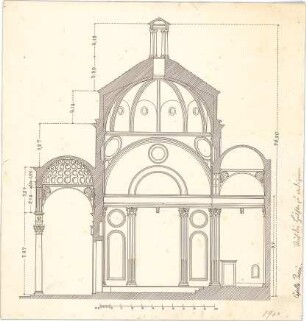 Stegmann, Carl von; Zeichnungen für Publikationen - Pazzi - Kapelle in Florenz (Querschnitt)