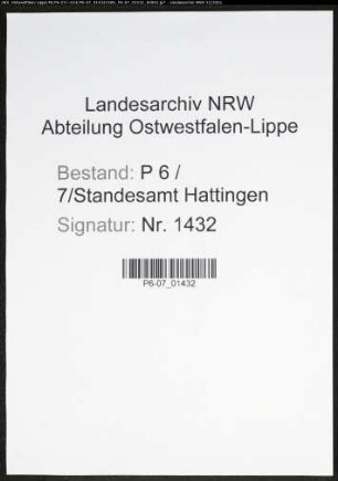 Heiratsregister Standesamt Hattingen