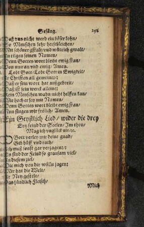 Ein Geystlich Lied/ wider die drey Ertzfeind der Seelen ...
