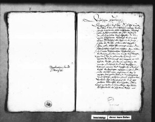 Bericht von Mathäus Langenmantel, Obervogt in Göppingen, und Johann Vischer, Untervogt, zum Weggeld der Fuhrleute, die die Brücke benutzen (Folio Doppelblatt, 1 Seite beschrieben)
