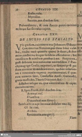Curatio XXV. De Incubo Seu Ephialto
