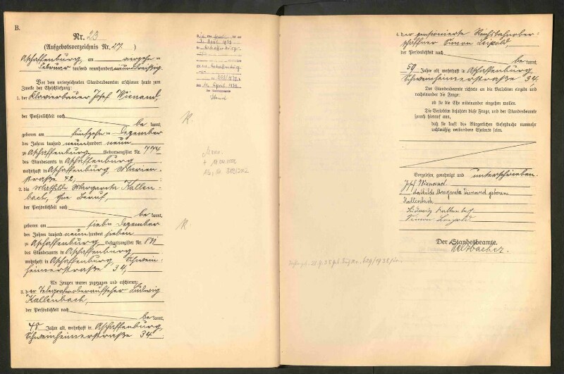 Standesamtsbuch der Stadt Aschaffenburg: Eheschließungen 252/1930 - 130/1931