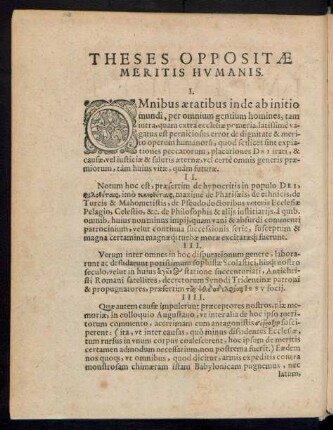 Theses Oppositae Meritis Humanis.