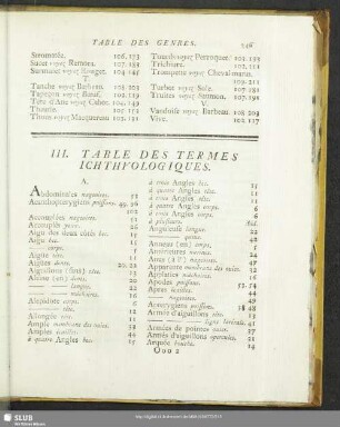 III. Table Des Termes Ichthyologiques