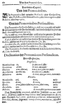Das dritte Capitel. Von den Pronominibus.