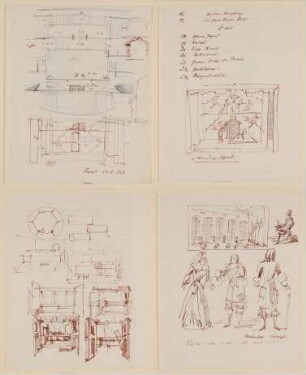 Szenographische Entwürfe zu Inszenierungen von Faust I und II, Götz von Berlichingen, Torquato Tasso und Antigone