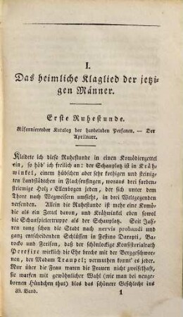 Jean Paul's sämmtliche Werke. 39 = Lfg. 8, Bd. 4, Das heimliche Klaglied der jetzigen Männer. Die wunderbare Gesellschaft in der Neujahrnacht und Das Freiheit-Büchlein