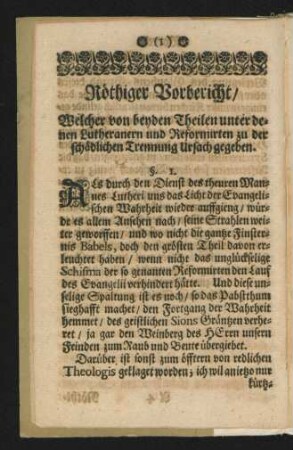Nöthiger Vorbericht/ ...