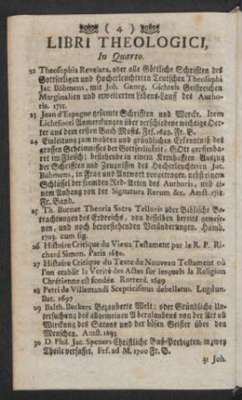 Libri Theologici, In Quarto
