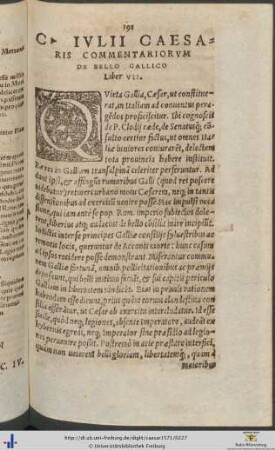 Gaii Iulii Caesaris Commentariorum De Bello Gallico Liber VII