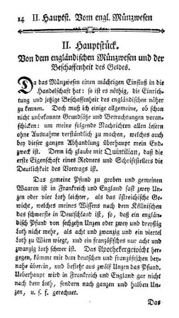 Von dem engländischen Münzwesen und der Beschaffenheit des Geldes