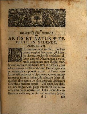 Dissertatio Inauguralis Medica De Naturæ Et Artis Effectu In Medendo