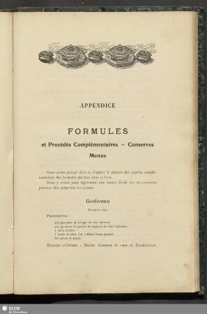 Appendice. Formules et Procédés Complémentaires